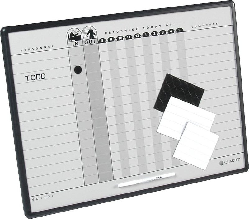 Quartet Grey DuraMax Porcelain In/Out Personnel Board System, 36 Names, 18 x 24 Inches, Black Aluminum Frame (781G) - Image 3